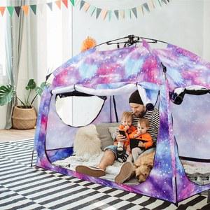 수면을 위한 휴대용 넓은 프라이버시 있는 커튼 공간과 즉석 침대 텐트 실내 셋업 갤럭시 캐노피 3도어가 트윈