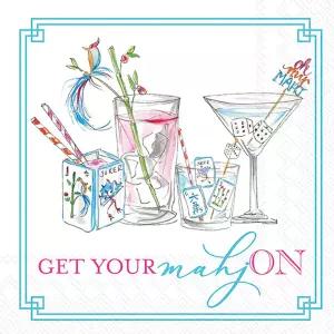 IHR 이상적인 홈레인지 칵테일 냅킨 로잔 벡 일회용 3겹 종이 파티 팩 10인치 x 마작 음료 20개들이