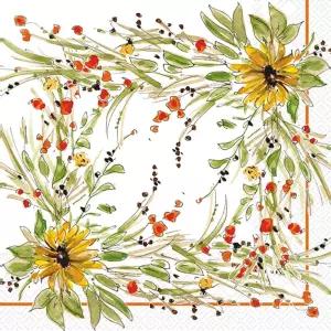 IHR 이상적인 홈레인지 칵테일 냅킨 로잔 벡 일회용 3겹 종이 파티 팩 5인치 x 해바라기 메들리 20개들이