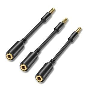 윌리스터 3팩 3.5mm 헤드폰 연장 케이블 TRRS AUX 4극 익스텐더 스테레오 어댑터 컨버터 노트북 헤드셋 휴대폰 3.88인치