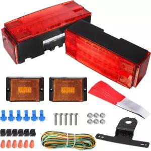 파탐 로우 프로파일 잠수정 트레일러 테일 라이트 키트 직사각형 LED 헤일로 글로우 25FT 배선 하네스 결합