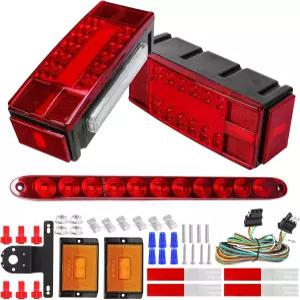 EXERAUO 보트 트레일러 라이트 25FT 배선 하네스 마커 라이트가 장착된 잠수식 LED 키트 80인치 이상 12V