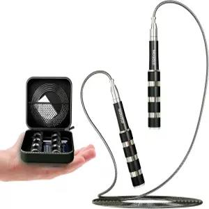 MOGOLD 스피드 줄넘기 - 피트니스 복싱 유산소 운동을 위한 엉킴 없는 접이식 그립 남성용 내구성 PVC