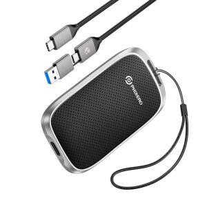 PHIXERO P5 2TB 외장 휴대용 SSD - PC, Mac, PS5, Xbox용 2-in-1 케이블이 있는 5Gbps USB C 하드 드라이브 | 5피트 낙하 저항, 무료 랜야드, 5년 보증