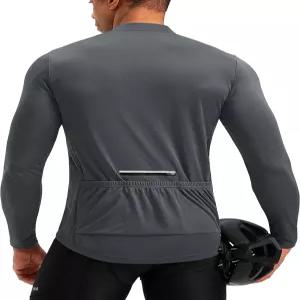 3+1 리어 지퍼 포켓이 있는 바이크와 남성 사이클링 저지 긴 소매 수분 흡수 UPF 50+ 하프 라이딩 바이크