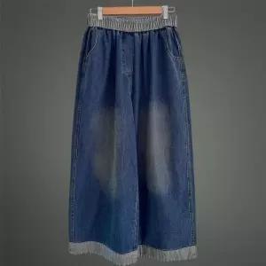 [신상오픈런]여성 빈티지 워싱 가을 맥시 와이드 배색 청바지 (41266905)