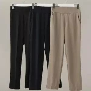 [신상오픈런]여성 하이웨이스트 밴딩 슬림 일자핏 가을 하객룩 슬랙스 (41266822)