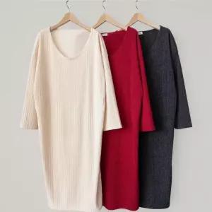 [신상오픈런]빅사이즈 여성 오프숄더 레드 롱원피스 골지 밑트임 (41935688)