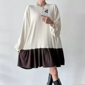 [신상오픈런]여성 투톤 퍼프 프릴 미니 원피스 빅사이즈 가을용 (41928504)