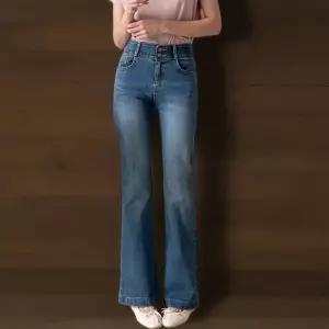 [신상오픈런]여성 하이웨이스트 투버튼 워싱 부츠컷 데님팬츠 (41913811)