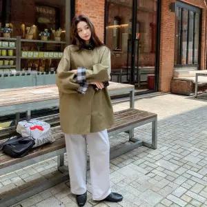 여성 빈티지 체크 차이나 코트 하프 양면 트렌치 B10Z1C 모씨모씨1