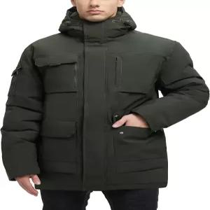 남성용 보포커 겨울 코트 방수 재킷 후드 바람막이가 있는 따뜻한 패딩