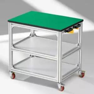 이동식 작업대 프로파일 테이블 조립대 책상 라인 3단 선반