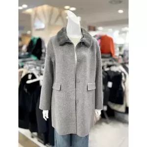 [하프클럽/]소고 세이브존01 밍크 카라넥 핸드메이드 울 코트 TJ4HA02_GY