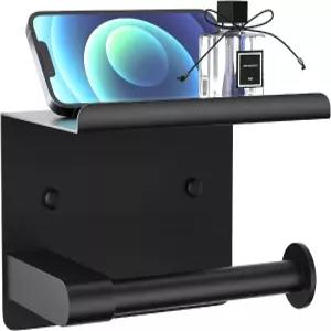 선반이 있는 GLNLQ 매트 블랙 화장지 홀더 메가 롤 방청 스테인리스 스틸 셀프 접착식 벽걸이 욕실 세면실