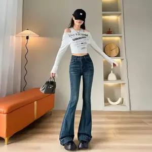 EAMT 여자 바지 가을 부츠컷 데님팬츠 청바지 하이웨스트 말발굽 와이드 EUNG3