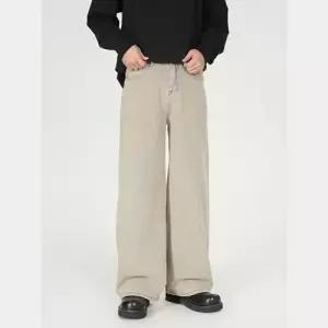 EAMT 여성용 팬츠 가을 빈티지 와이드 커플 일자핏 청바지 황토 배기 진 워싱 EUNG3