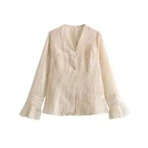 여성용 여친 여자 무지데님 셔츠 혼방 상의 면과 린넨 빅사이즈 루즈핏 CH5