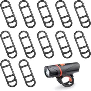 Exircy 12개 자전거 고무줄 라이트 실리콘 스트랩 장착 밴드 손전등 핸들바 세트 휴대폰 스피커 홀더(블랙)