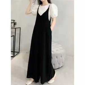 심플 팬츠 여친 끈나시 점프슈트 통치마 통치마바지