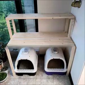 변기 원목 나무 캐비닛 가구 고양이화장실선반 공간