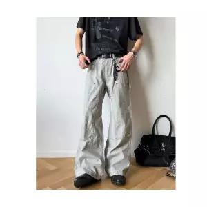 남성용 배기핏 바지 빈티지 워싱 봄가을 질감 A라인 긴 트렌드 KS3
