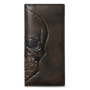 House of Jack Co. 남성용 긴 지갑 | 손으로 광택 처리된 풀 그레인 가죽 바이폴드 로데오 디어 헌터 선물, 블랙., 단일 사이즈, 해골