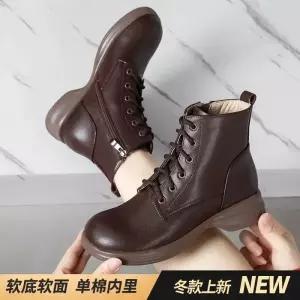 엘럽 여친 면 빈티지 기모 앵클부츠 가죽 워커 플랫워커 컴포트 통굽 플랫폼 원템5