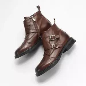 엘럽 여성 빈티지 앵클부츠 가죽 플랫워커 워커 리얼 패션부츠 슬림핏 통굽 수제화 라운드 미들힐 원템5