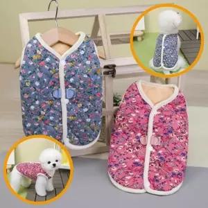 펫토락 꽃무늬 김장조끼 강아지패딩 퀼팅외투