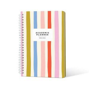 Sweetzer Orange 학술 플래너 2026 u2013 학생 년 8월부터 2026년 7월까지 및 월간 레이아웃 견고한 커버 스티커 멀티컬러 스트라이프 디자인 5 u201D x