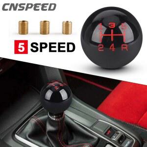 CNSPEED 5 단 원형 볼 기어 시프트 노브, M8 M10 M12 어댑터 교체 시프터, 자동 스틱 시프트 헤드