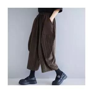 엘럽 여자 9부 바지 빈티지 코듀로이 스트라이프 아트 화병 꽃빵 원템1