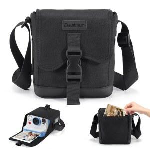 CWATCUN 소형 폴라로이드 카메라 슬링백 가방 DSLR 액세스 방수 숄더 디지털 블랙 소니 가방용 니콘 캐논 컴팩트