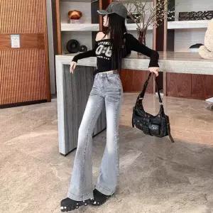 엘럽 여성용 와이드 청바지 연청 부츠컷 봄가을 하이웨스트 가림 슬림핏 플레어 슬리퍼 원템1