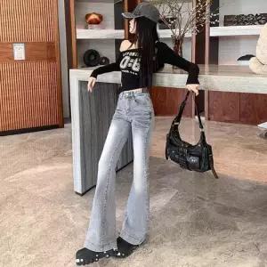 엘럽 여자 봄가을 청바지 가리개 와이드 플레어 연그레이 슬림핏 슬리퍼 하이웨스트 부츠컷 원템1