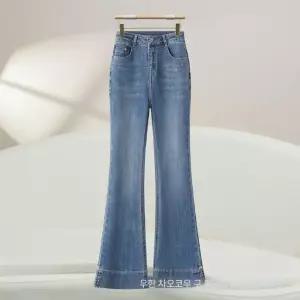 엘럽 오피스룩 봄 캐주얼 바지 여자 데님 스타일리쉬한 슬림핏 와이드 나팔바지 머메이드 부츠컷 청바지 원