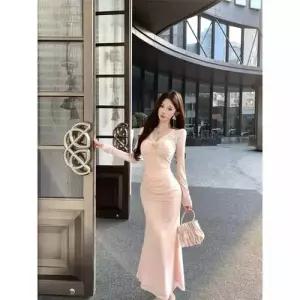 엘럽 스커트 원피스 여성 봄 레이스 슬림핏 머메이드 원템1