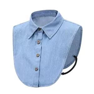 데님 페이크 카라 셔츠 넥 케이프 레이어드 셔츠 svv7+8rtQ