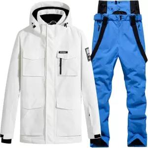 남성 스키 재킷 및 바지 세트 방수 스노우슈트 방풍 겨울 야외 스키복