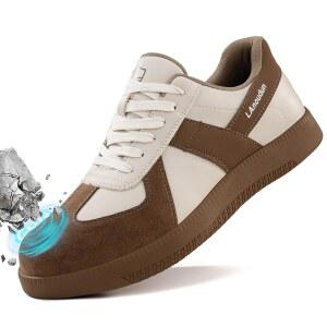 남성용 가이삭지 스틸 토 슈즈 스플래시 방지 작업화 쿠셔닝 안전화 소프트 솔 스니커즈 산업용 건설 창고 신발