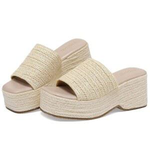 스가다베 여성 드릴 플랫폼 샌들 웨지 여성용 신발에 토 슬립 슬라이드 여름 편안한 캐주얼 비치 슈즈