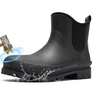 남성용 스틸 토 레인 부츠 앵클 고무 작업 첼시 방수 머드 슈즈 미끄럼 방지 건설 신발 농업 산업 사냥용