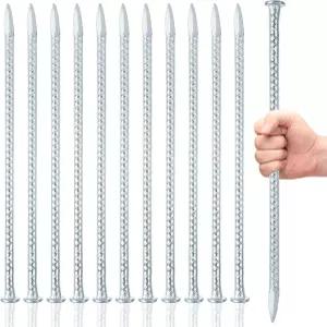 MIVIDE 12 팩 14 인치 은 철근 말뚝 직경 1/2 아연 도금 강판 앵커 과속 방지턱용 헤비 듀티 금속 정원