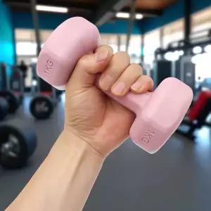 바디필 2개세트(1kg) 컬러 아령 덤벨 (핑크) 육각