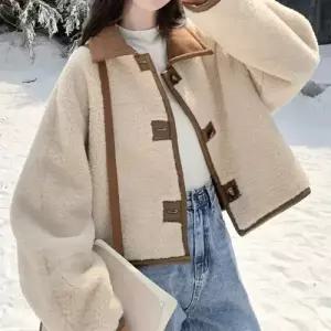 엘럽 여사친 퍼 쇼트 모피 일체형 양면에 세무 코트 입기 박템1