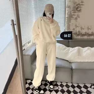 엘럽 바지 캐주얼 투피스 패션 루즈핏 여성트레이닝복 트레이닝복 세트 패턴 자수 맨투맨 박템1