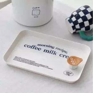 디저트쟁반 심플 화이트 디저트 트레이 카페쟁반 영문폰트