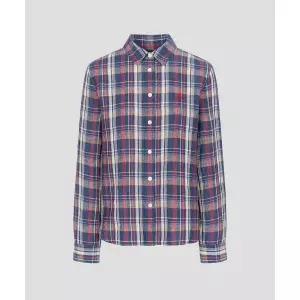 매장정품 빈폴 BEANPOLE LADIES 리넨 네이비 체크 슬림숏 셔츠 - (BF6364C06R) BF6364C06R 180819