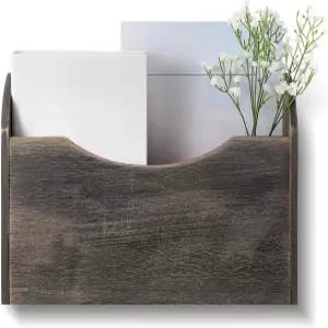 Suzile 벽걸이 파일 홀더 우드 매거진 정리용 오피스 메일 편지지 폴더 정리(그레이)